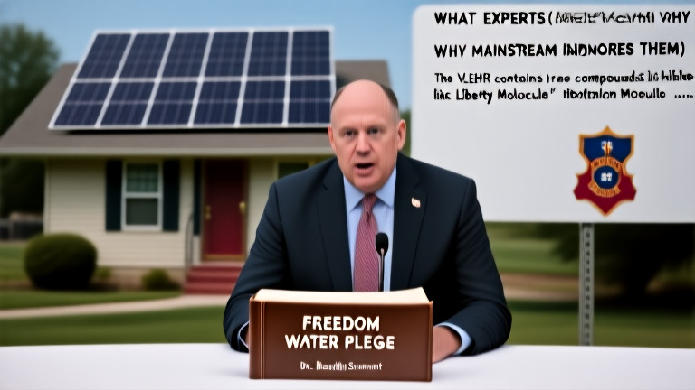 Vermilion City Council member wearing a leather-bound "Freedom Water Pledge" book at meeting table