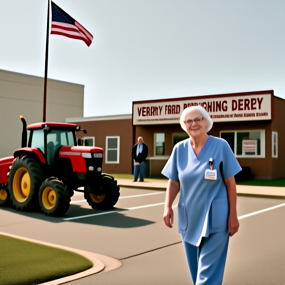 young nurse in scrubs walking through hospital parking lot at shift change