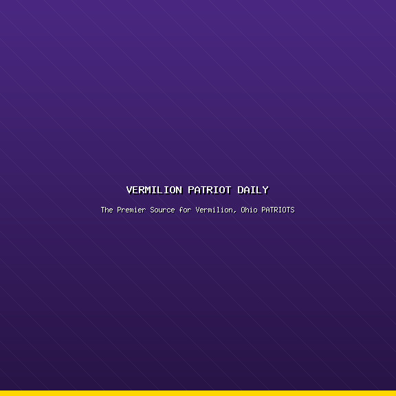 retired marine veteran in camouflage jacket holding a "Patriot's Pride" sign above a model airplane at Vermilion Municipal Airport