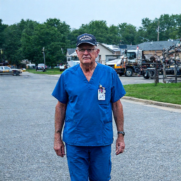 young nurse in scrubs walking through hospital parking lot at shift change