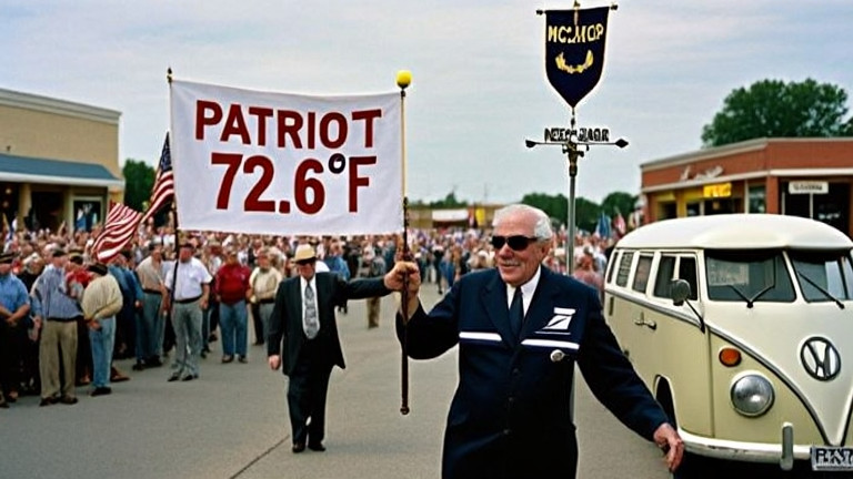 postal worker in uniform adjusting a weather vane on a mail truck