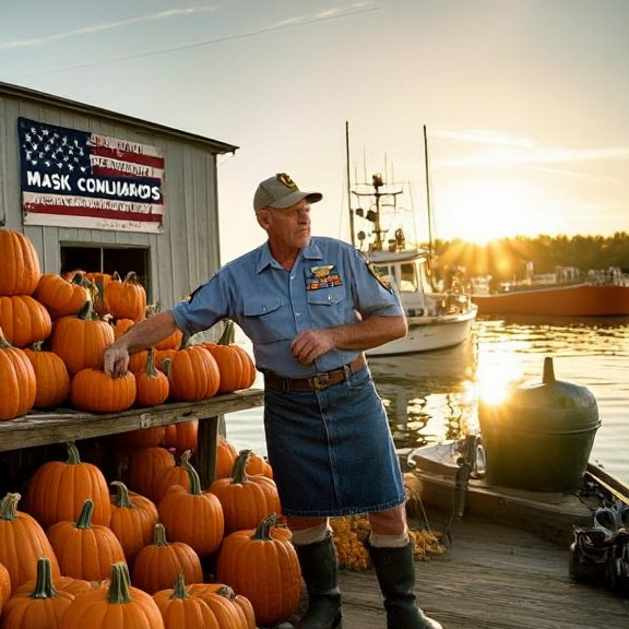 woman farmer in a denim skirt adjusting a corn silo under a golden hour sun