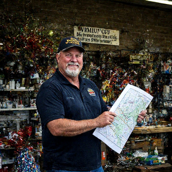 Vermilion City Council member "Deputy Assistant to "Patriot" Affairs Office" holding a map of Vermilion
