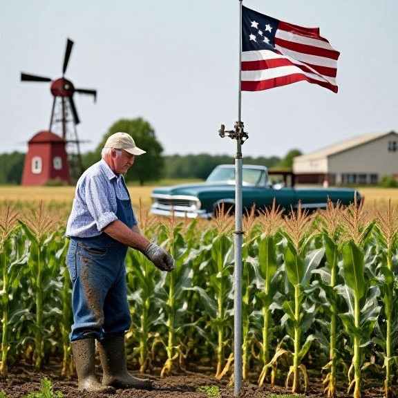 woman farmer in muddy boots checking a LEPN antenna on her Vermilion cornfield